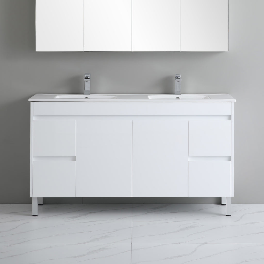 Poseidon White Polyurethane PVC -Standard Freestanding Vanity (1200mm/1500mm/1800mm)