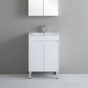 Poseidon White Polyurethane PVC – Narrow Freestanding Vanity (600mm) - FIL Kitchen Bathroom
