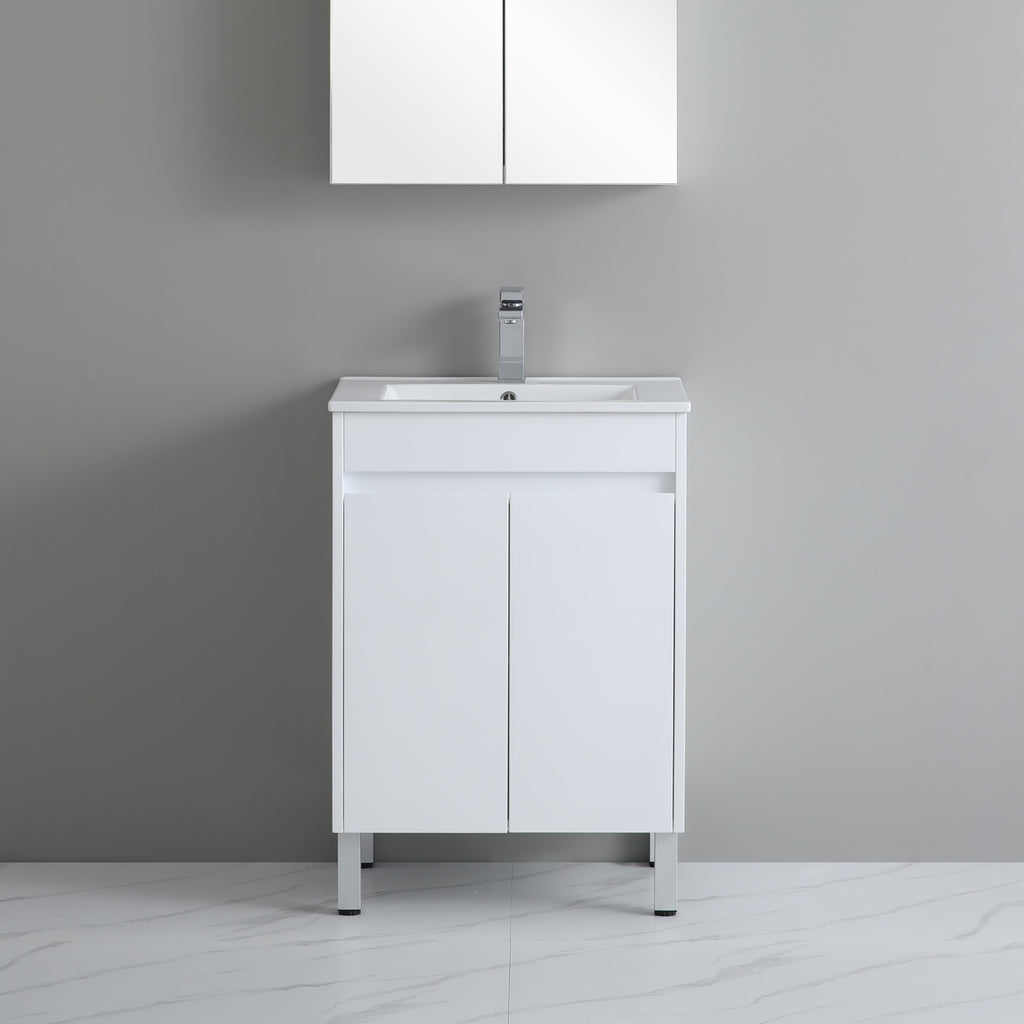 Poseidon White Polyurethane PVC -Standard Freestanding Vanity (600mm)