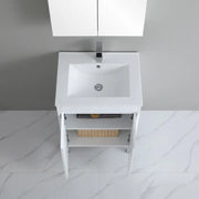 Poseidon White Polyurethane PVC – Narrow Freestanding Vanity (600mm) - FIL Kitchen Bathroom