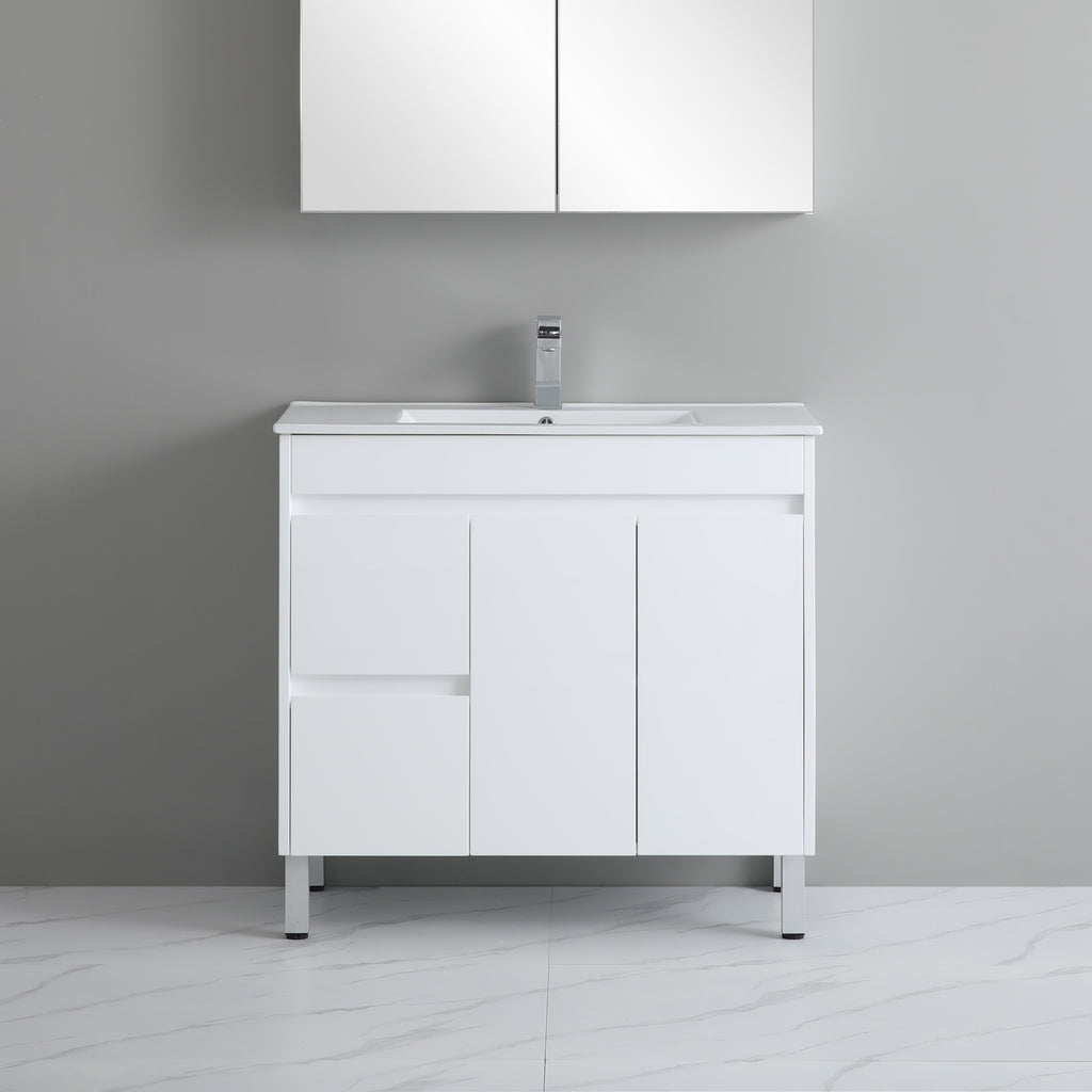Poseidon White Polyurethane PVC -Standard Freestanding Vanity (750mm/900mm)
