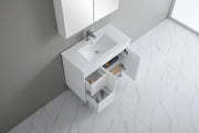 Poseidon White Polyurethane PVC -Standard Freestanding Vanity (750mm/900mm) - FIL Kitchen Bathroom