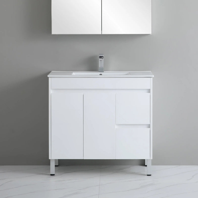 Poseidon White Polyurethane PVC -Standard Freestanding Vanity (750mm/900mm) - FIL Kitchen Bathroom
