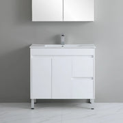 Poseidon White Polyurethane PVC – Narrow Freestanding Vanity (750mm/900mm) - FIL Kitchen Bathroom