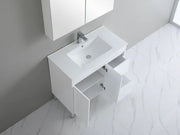 Poseidon White Polyurethane PVC – Narrow Freestanding Vanity (750mm/900mm) - FIL Kitchen Bathroom