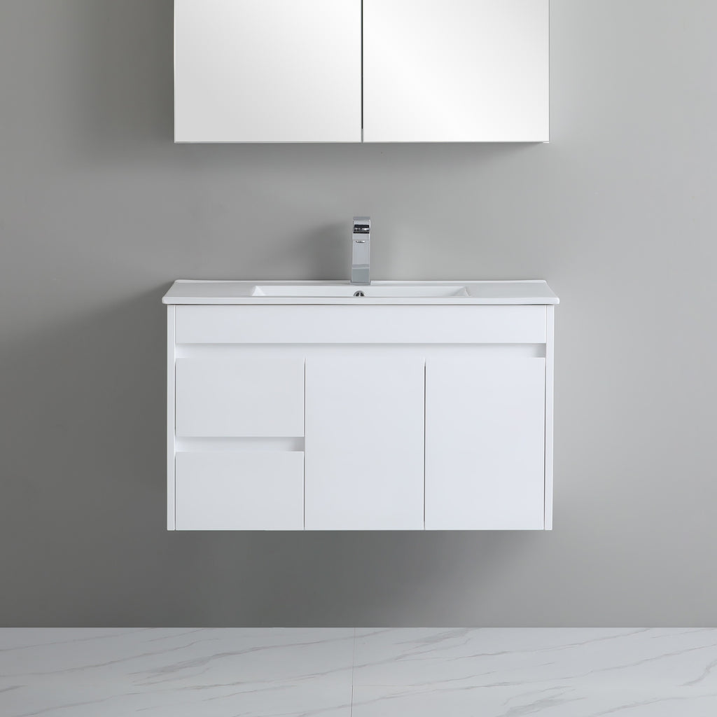 Poseidon White Polyurethane PVC – Narrow Wall Hung Vanity (750mm/900mm)