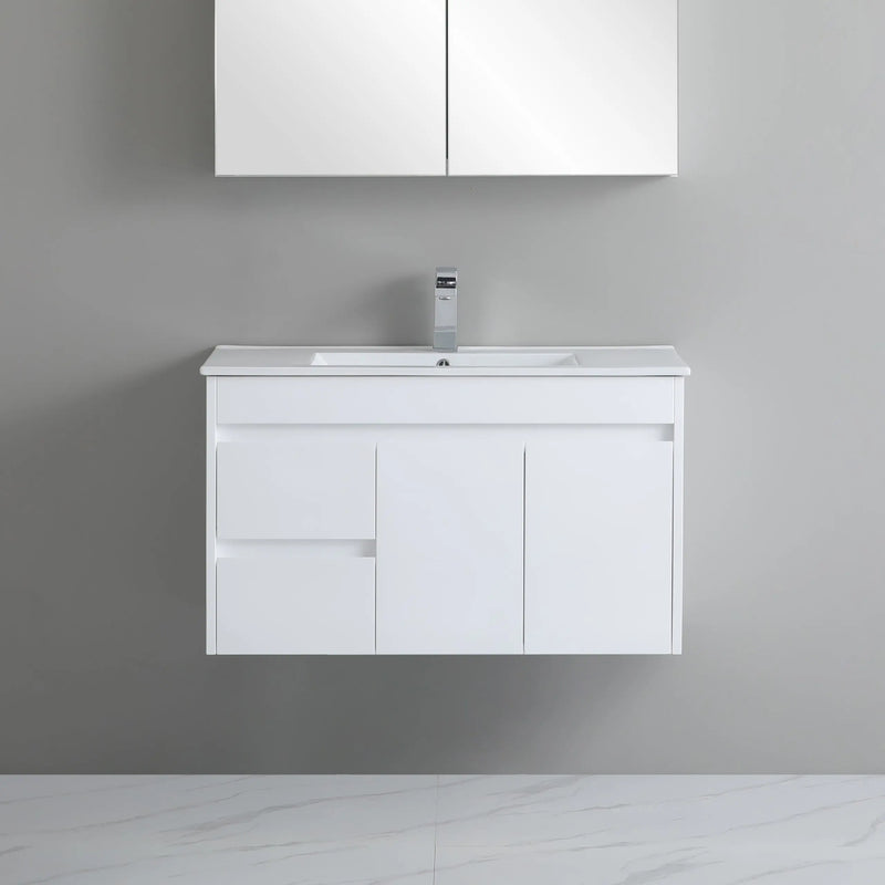 Poseidon White Polyurethane PVC -Standard Wall Hung Vanity (750mm/900mm) - FIL Kitchen Bathroom