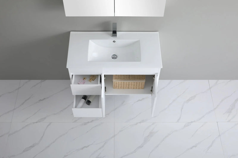Poseidon White Polyurethane PVC -Standard Wall Hung Vanity (750mm/900mm) - FIL Kitchen Bathroom