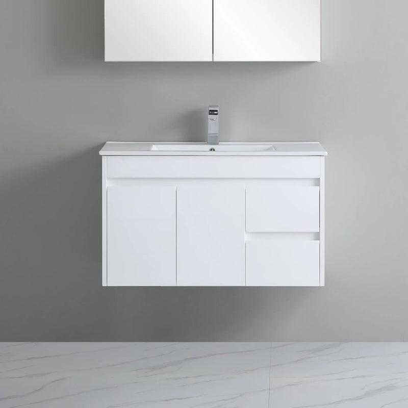 Poseidon White Polyurethane PVC -Standard Wall Hung Vanity (750mm/900mm) - FIL Kitchen Bathroom