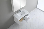 Poseidon White Polyurethane PVC – Narrow Wall Hung Vanity (750mm/900mm) - FIL Kitchen Bathroom