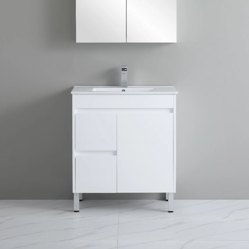 Poseidon White Polyurethane PVC -Standard Freestanding Vanity (750mm/900mm) - FIL Kitchen Bathroom