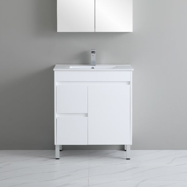 Poseidon White Polyurethane PVC – Narrow Freestanding Vanity (750mm/900mm)