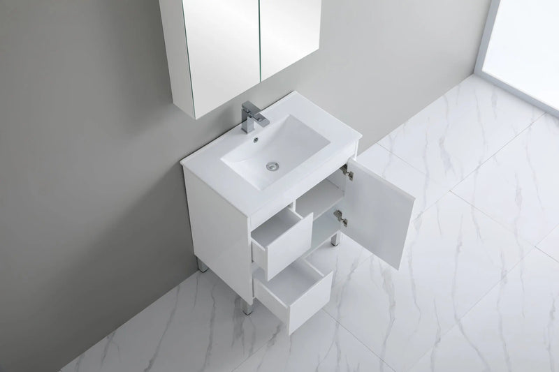 Poseidon White Polyurethane PVC -Standard Freestanding Vanity (750mm/900mm) - FIL Kitchen Bathroom