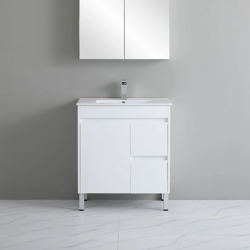 Poseidon White Polyurethane PVC – Narrow Freestanding Vanity (750mm/900mm) - FIL Kitchen Bathroom