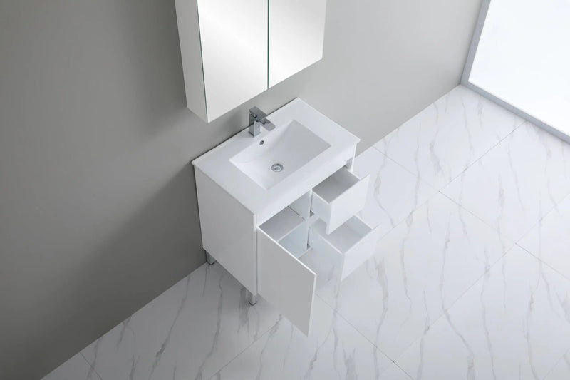 Poseidon White Polyurethane PVC – Narrow Freestanding Vanity (750mm/900mm) - FIL Kitchen Bathroom