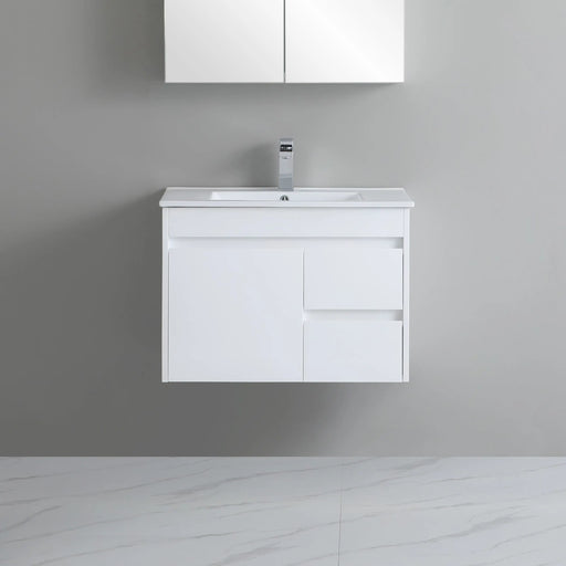 Poseidon White Polyurethane PVC – Narrow Wall Hung Vanity (750mm/900mm) - FIL Kitchen Bathroom