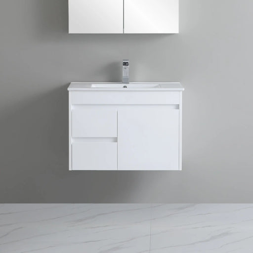 Poseidon White Polyurethane PVC – Narrow Wall Hung Vanity (750mm/900mm) - FIL Kitchen Bathroom