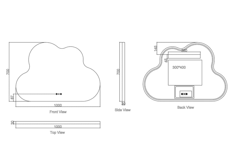 Luna 700×1000mm LED Cloud Mirror mercioaustralia