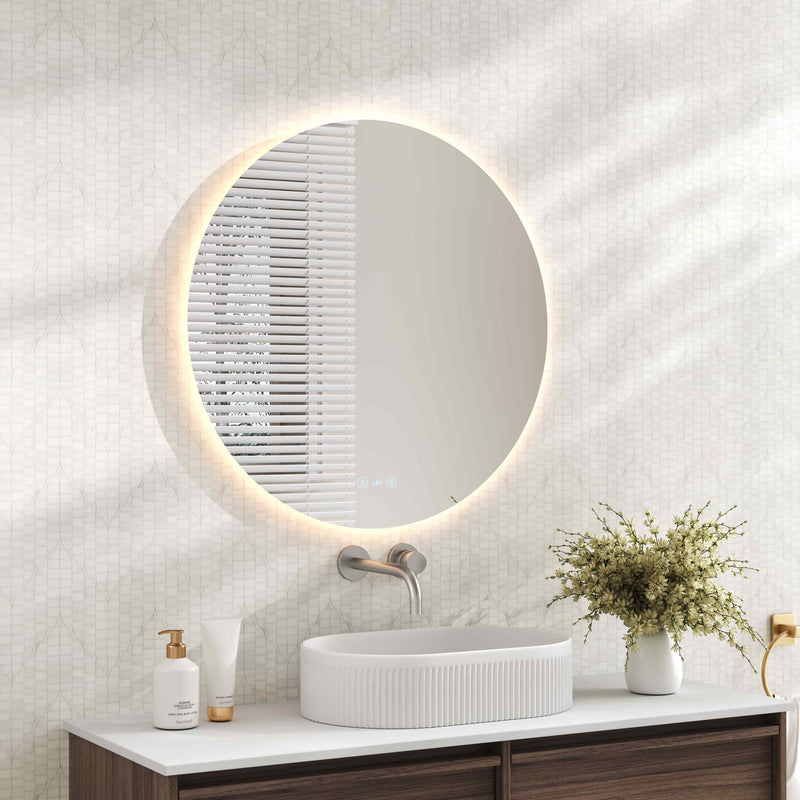 Luna LED Round Mirror 600mm - with Adjustable LED Lighting mercioaustralia