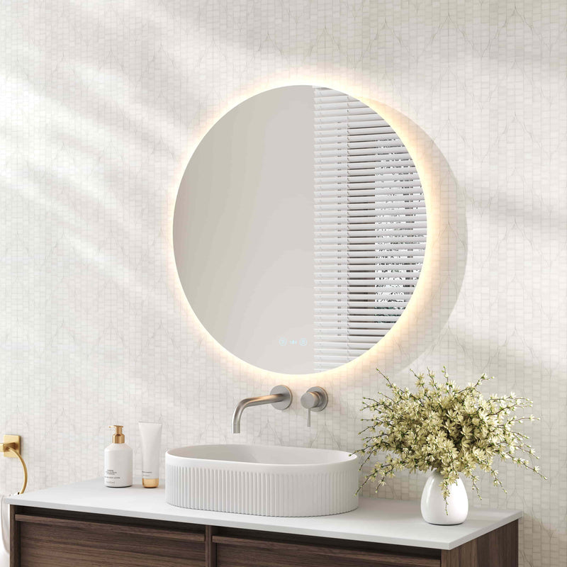 Luna LED Round Mirror 900mm - with Adjustable LED Lighting mercioaustralia