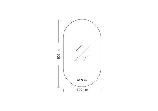 LED Mirror Oval  900 x 500mm FIL Kitchen Bathroom