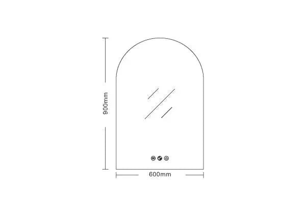 LED Mirror Arch 900 x 600mm FIL Kitchen Bathroom