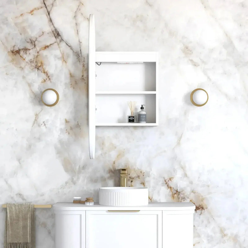 LED Noosa White Shaving Cabinet  900(H)x450(W)mm - FIL Kitchen Bathroom