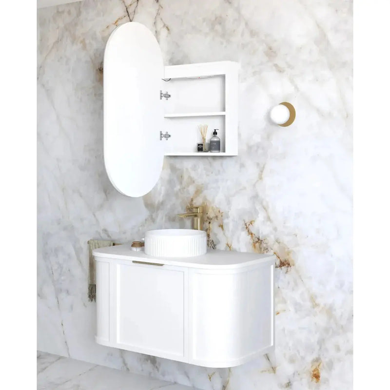 LED Noosa White Shaving Cabinet  900(H)x450(W)mm - FIL Kitchen Bathroom