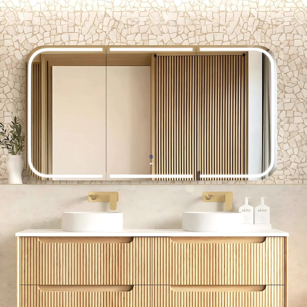 Newport LED Shaving Cabinet Natural Oak 1500(W)x750(H)