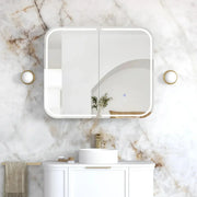 Newport LED Shaving Cabinet Matte White 900(W)x750(H) - FIL Kitchen Bathroom