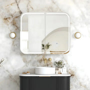 Newport LED Shaving Cabinet Black Oak 900(W)x750(H) - FIL Kitchen Bathroom