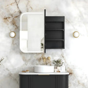 Newport LED Shaving Cabinet Black Oak 900(W)x750(H) - FIL Kitchen Bathroom