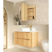 Newport LED Shaving Cabinet Natural Oak 900(W)x750(H) - FIL Kitchen Bathroom