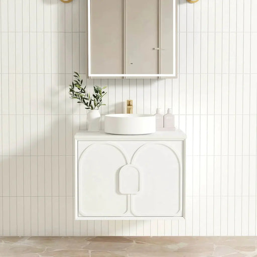 Laguna Satin White Wall Hung Vanity 600mm/750mm/900mm - FIL Kitchen Bathroom