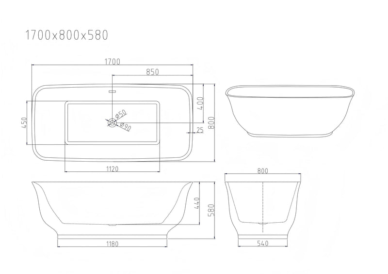 Libra Freestanding Bathtub - Gloss White
