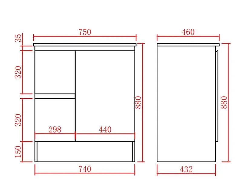 Alpha Free Standing PVC Vanity with soft closing LK-AL74LK