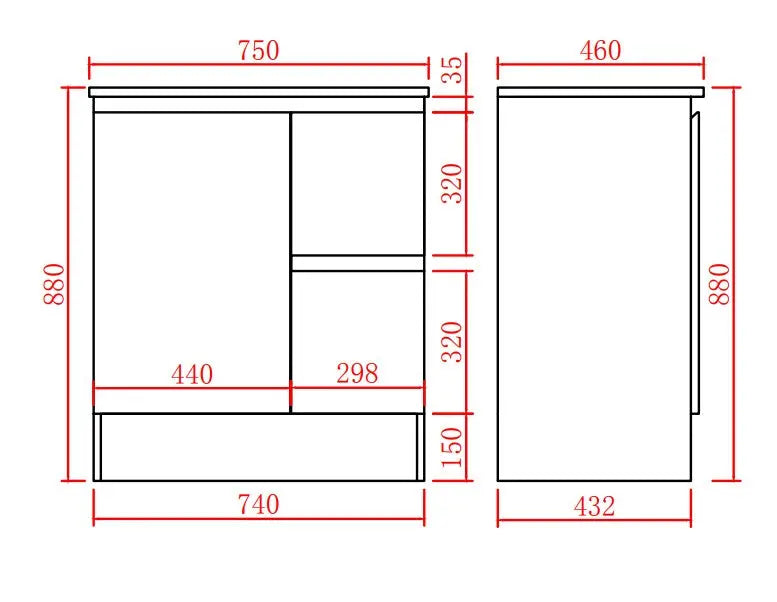 Alpha Free Standing PVC Vanity with soft closing LK-AL74RK