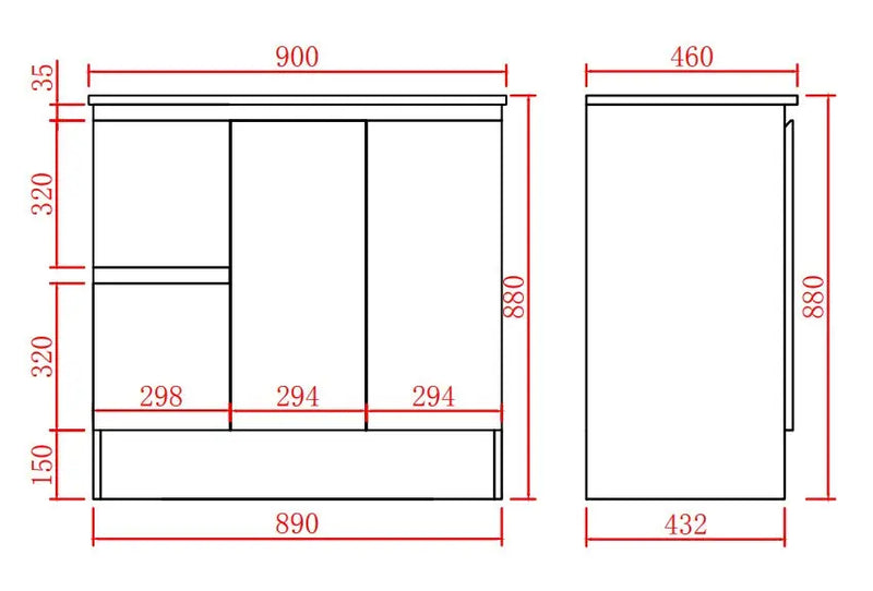 Alpha Free Standing PVC Vanity with soft closing LK-AL94LK