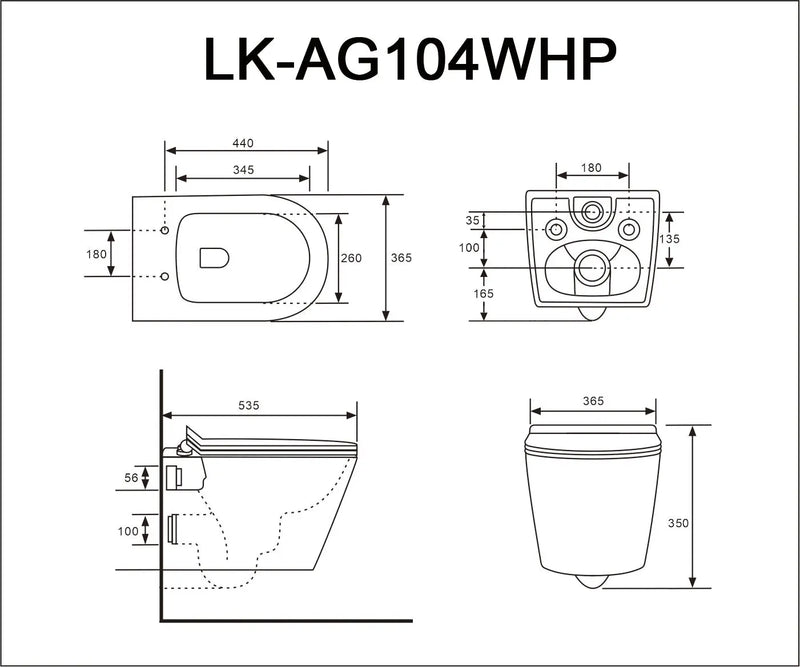 Agena Rimless Wall Hung Toilet Pan LK-AG104WHP