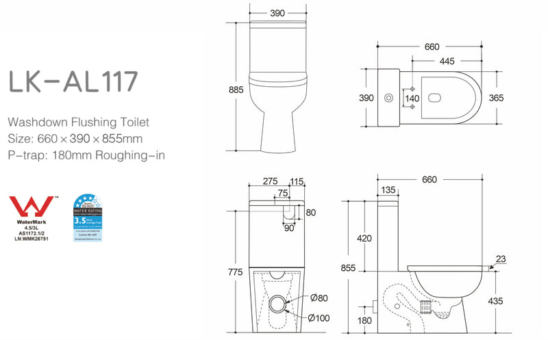 Alpha Tornado Quiet Flush Pan LK-AL117P