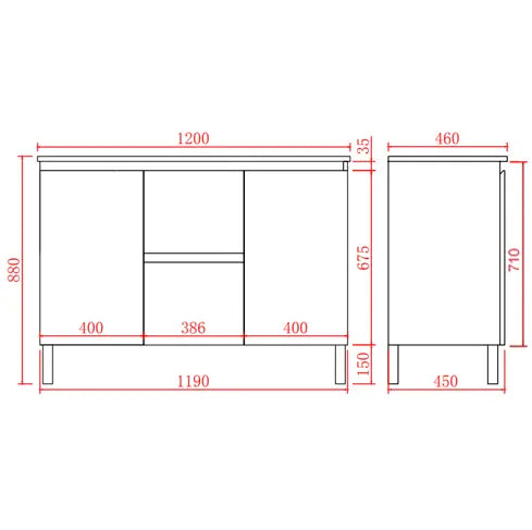 Alpha Free Standing PVC Vanity with soft closing LK-AL124DL