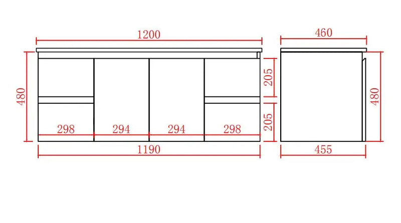 Alpha Wall Hung Vanity with soft closing LK-AL124W
