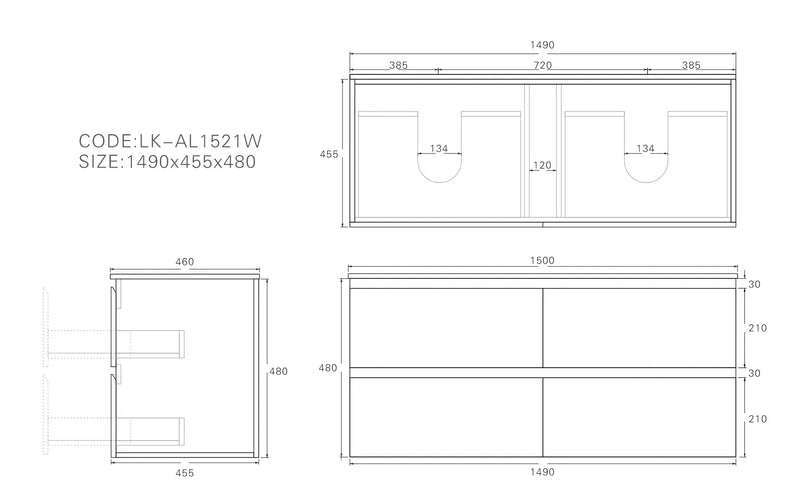 Alpha Wall Hung PVC Vanity Cabinet LK-AL1521W