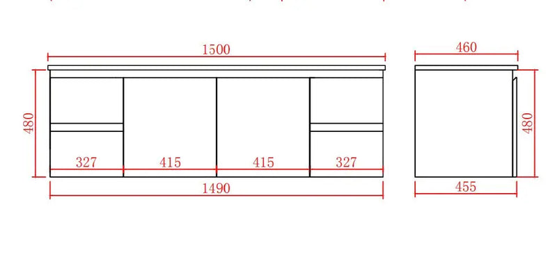 Alpha Wall Hung PVC Vanity with soft closing LK-AL154W