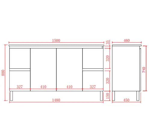 Alpha Free Standing PVC Vanity with soft closing LK-AL154L