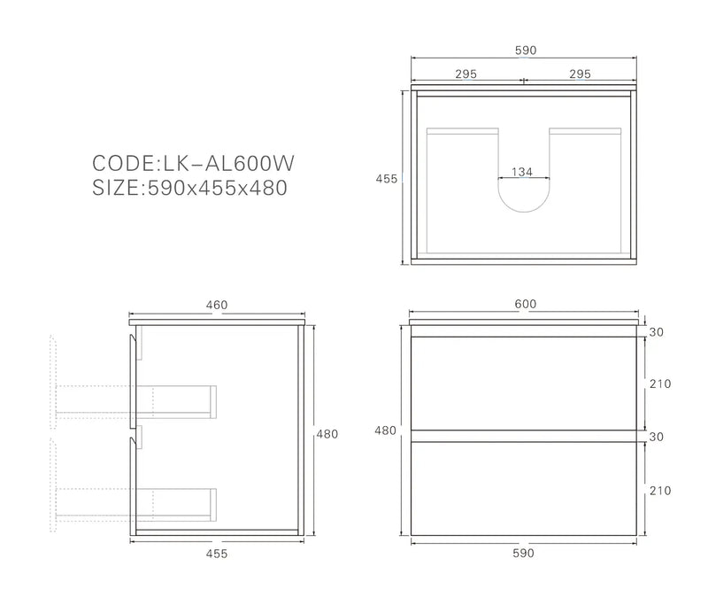Alpha Wall Hung PVC Vanity Cabinet LK-AL600W