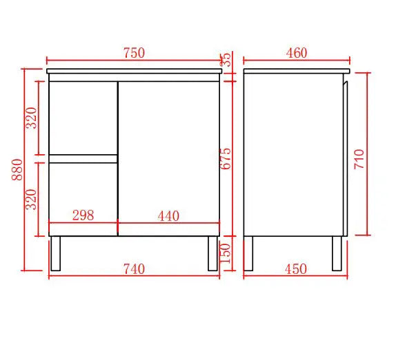 Alpha Free Standing PVC Vanity with soft closing LK-AL74LL