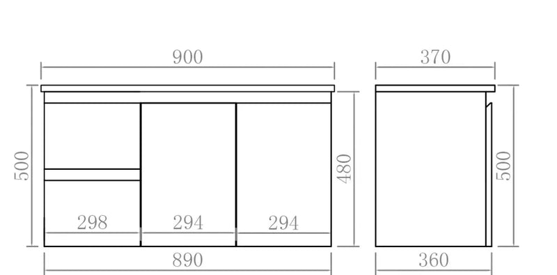 Alpha Ensuite Wall Hung PVC Vanity Ensuite Gloss White LK-AL93LW