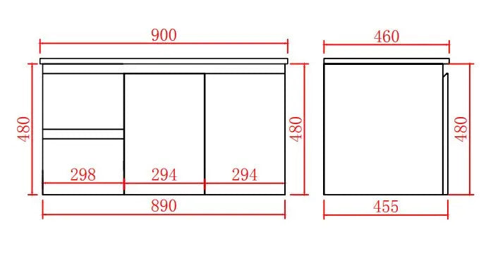 Alpha Wall Hung Vanity with soft closing LK-AL94LW