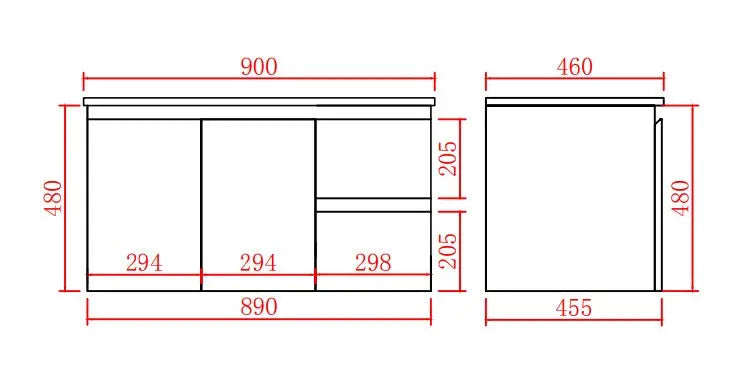 Alpha Wall Hung PVC Vanity with soft closing LK-AL94RW